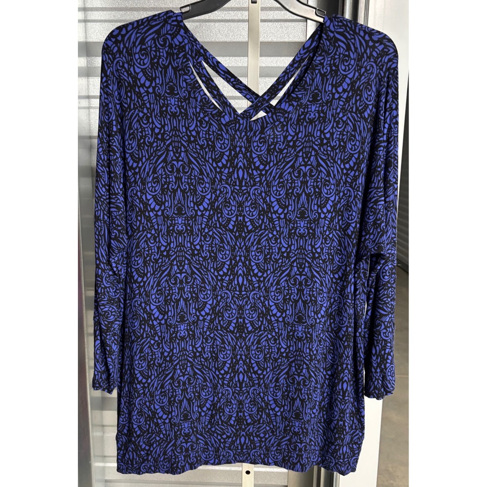 Soma Intimates Blue Black Damask Paisley Strappy V-Neck Top XL